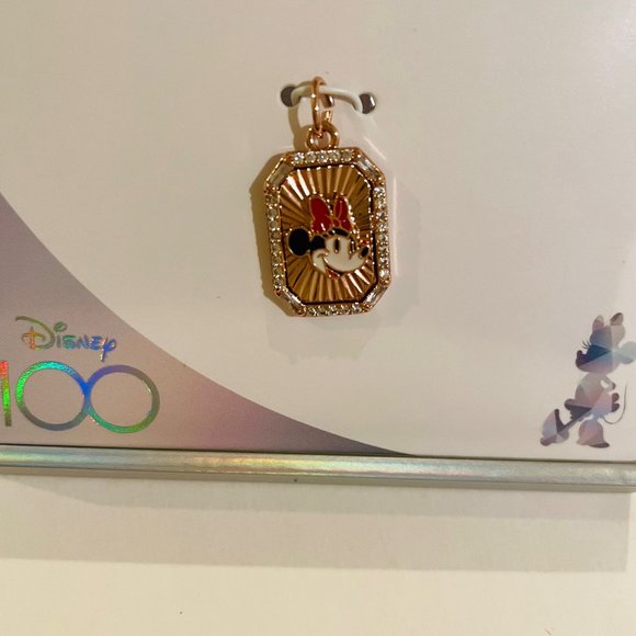 DISNEY Cubic Zirconia Enamel rose gold plated, Minnie Mouse Pendant Necklace,16" - Picture 12 of 14